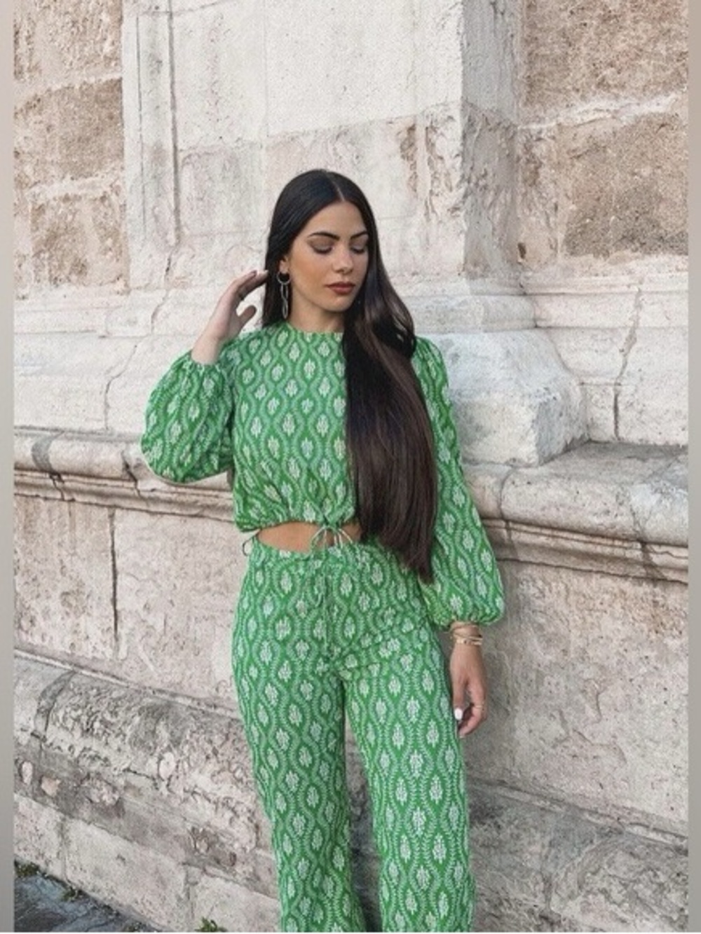Zara Green Patterned set size small